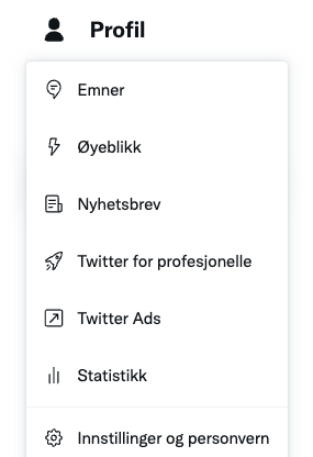 illustrasjon av menyvalg på Twitter